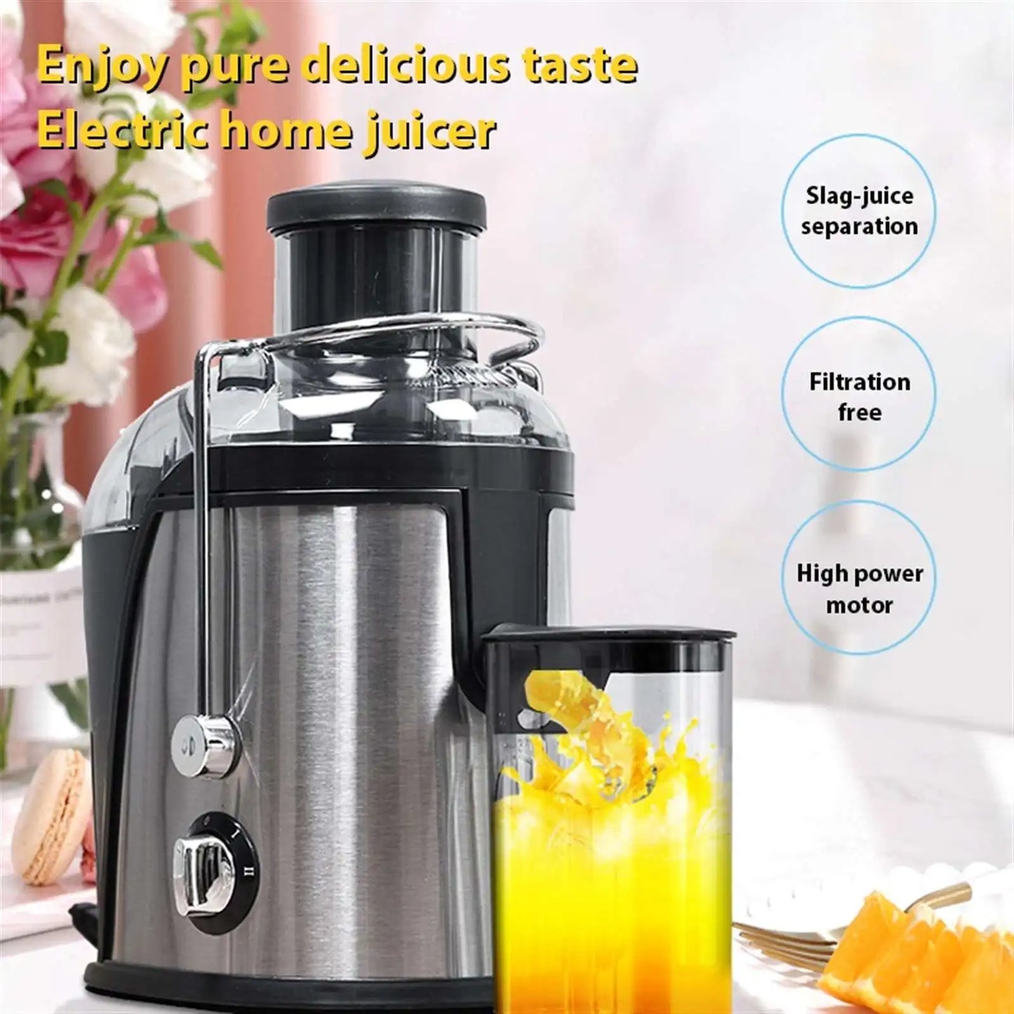 400W centrifugal electric juicer 3-inch large bore fruit  vegetable juicer 2-speed mixer blender