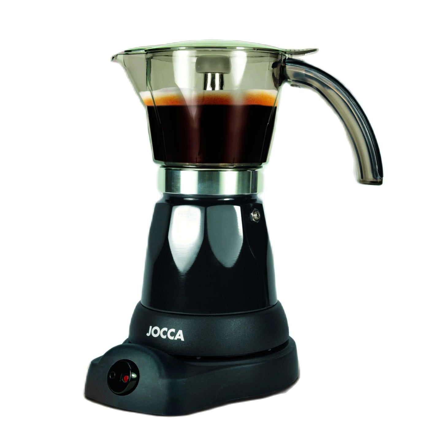 Induction coffee maker, electric and portable from JOCCA. Italian coffee EXPRESSO for 6 professional cups. Compact electric kettle with always hot system, 360 degree BASE, cold touch handle and 480W power.