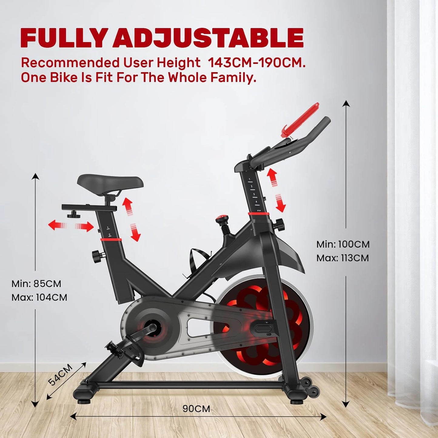 Exercise Bike Spinning Bike Indoor 6kg Flywheel Quiet Magnetic Resistance and Pulse Sensor Ergometer Bicycle 150kg Load Capacity