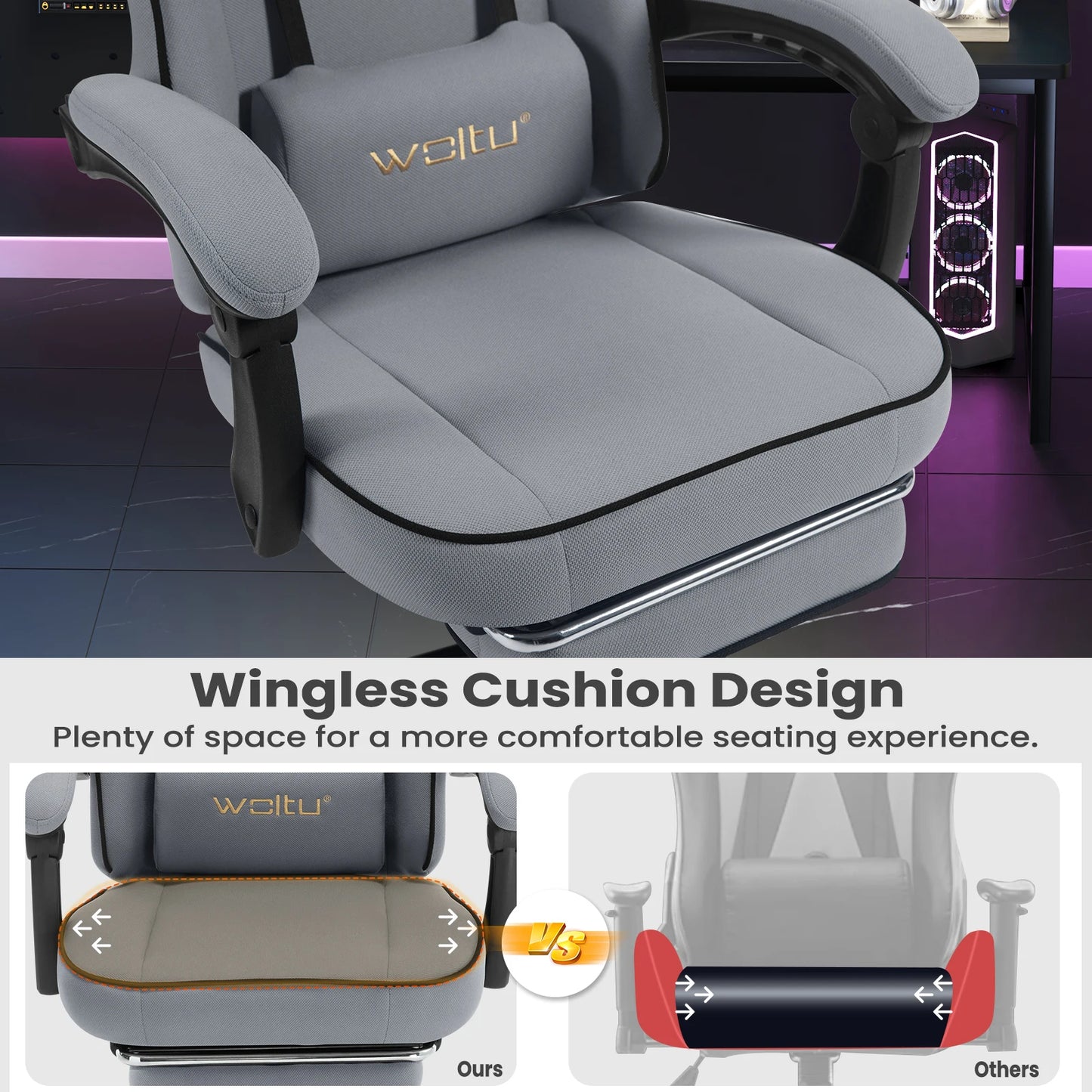 Swivel Gamer Chair Gaming Chair Ergonomic Office Computer Chair with Lumbar Cushion Pillow Footrest