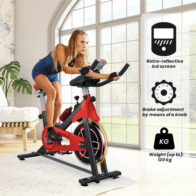 Home fitness Exercise Bike Indoor Cycling Bike with LCD Monitor Exercise Bike 120kg Home Fitness Bike Silent Stationary Bicycles