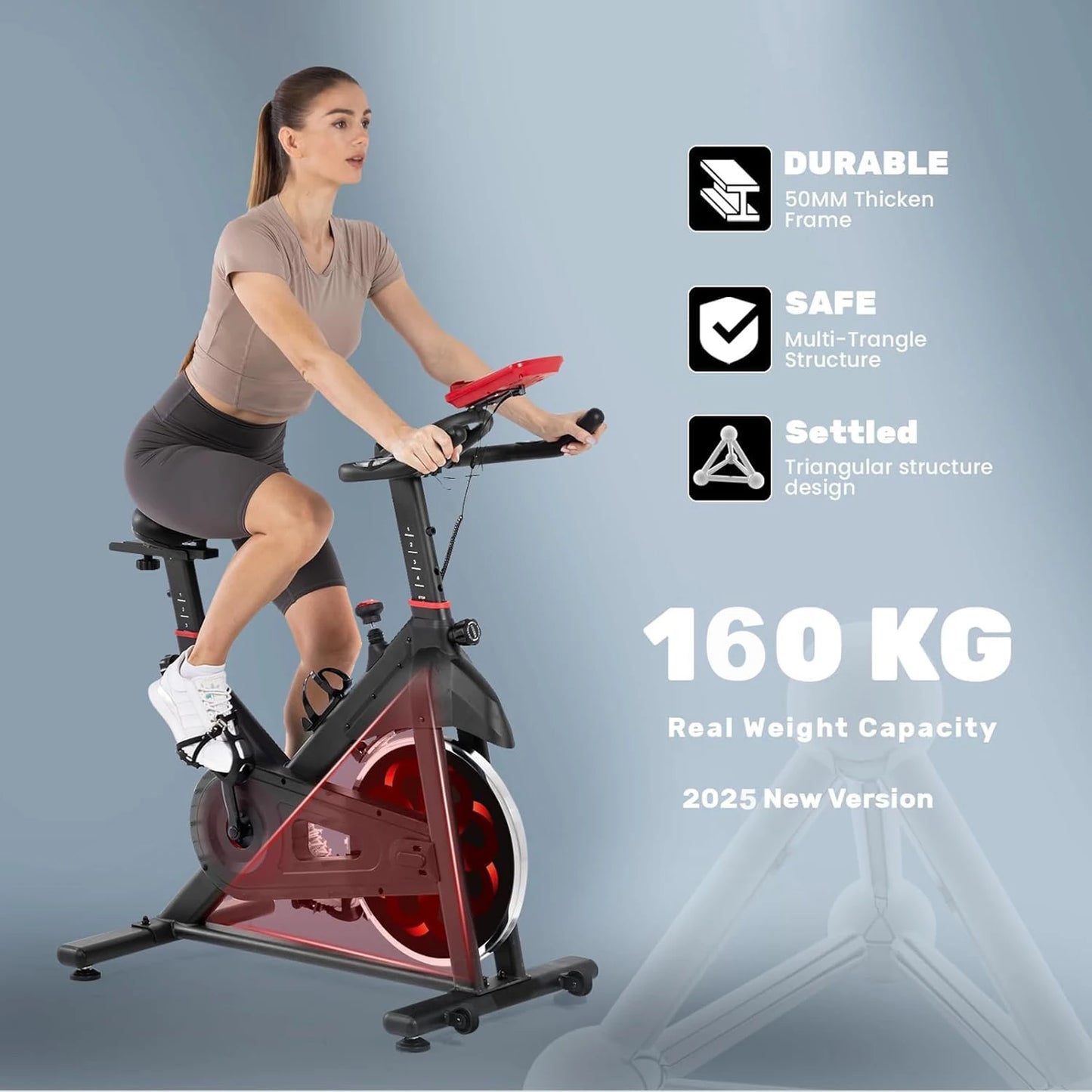 Exercise Bike Spinning Bike Indoor 6kg Flywheel Quiet Magnetic Resistance and Pulse Sensor Ergometer Bicycle 150kg Load Capacity