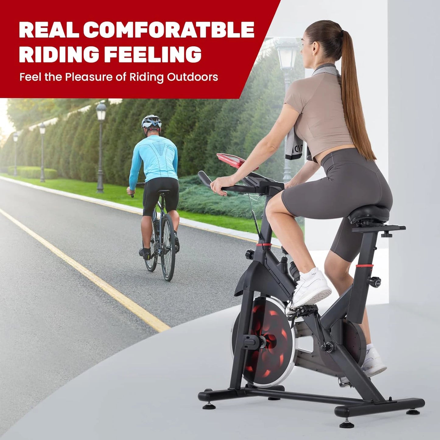 Exercise Bike Spinning Bike Indoor 6kg Flywheel Quiet Magnetic Resistance and Pulse Sensor Ergometer Bicycle 150kg Load Capacity