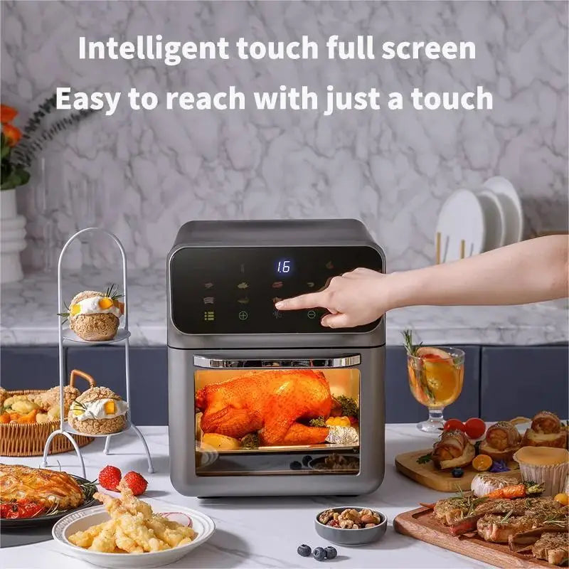 10L Large Capacity Air Fryer 1500W Multi-function Roasting&Frying Machine Visual LED Touch Panel Electric Oil Free Air Fryer