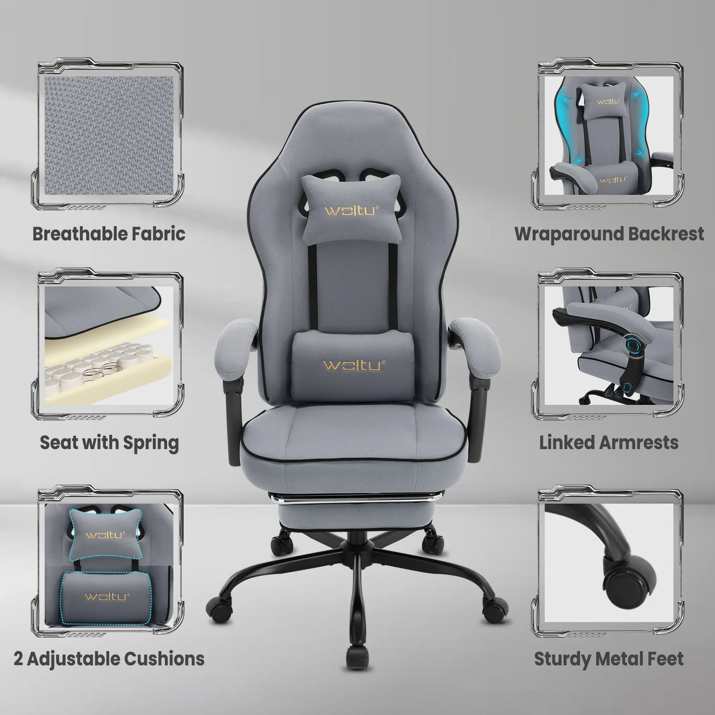 Swivel Gamer Chair Gaming Chair Ergonomic Office Computer Chair with Lumbar Cushion Pillow Footrest