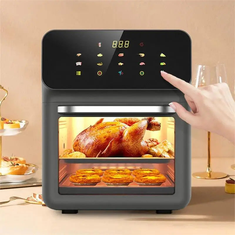 10L Large Capacity Air Fryer 1500W Multi-function Roasting&Frying Machine Visual LED Touch Panel Electric Oil Free Air Fryer