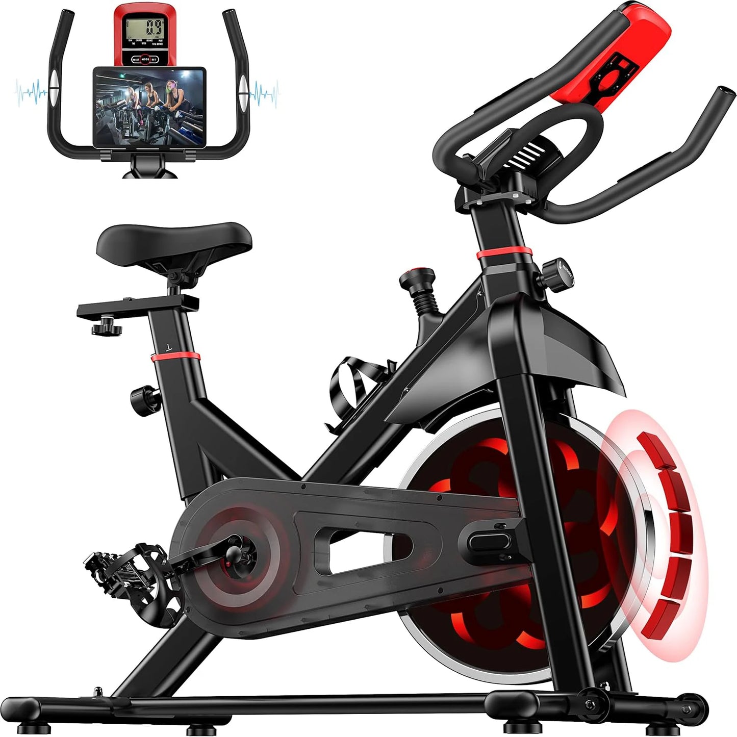 Exercise Bike Spinning Bike Indoor 6kg Flywheel Quiet Magnetic Resistance and Pulse Sensor Ergometer Bicycle 150kg Load Capacity