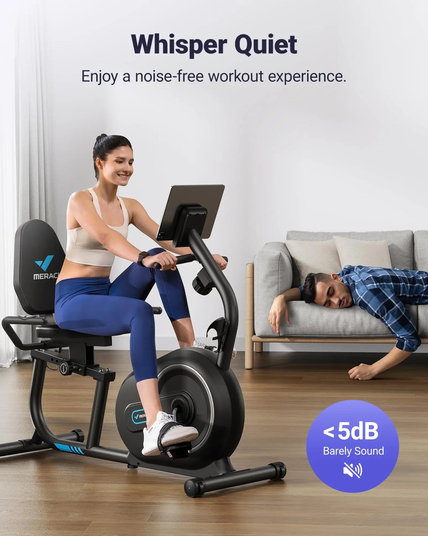 MERACH Recumbent Exercise Bike for Home with Smart Bluetooth Exclusive App Connectivity Heart Rate Handle   Magnetic Bikes S08