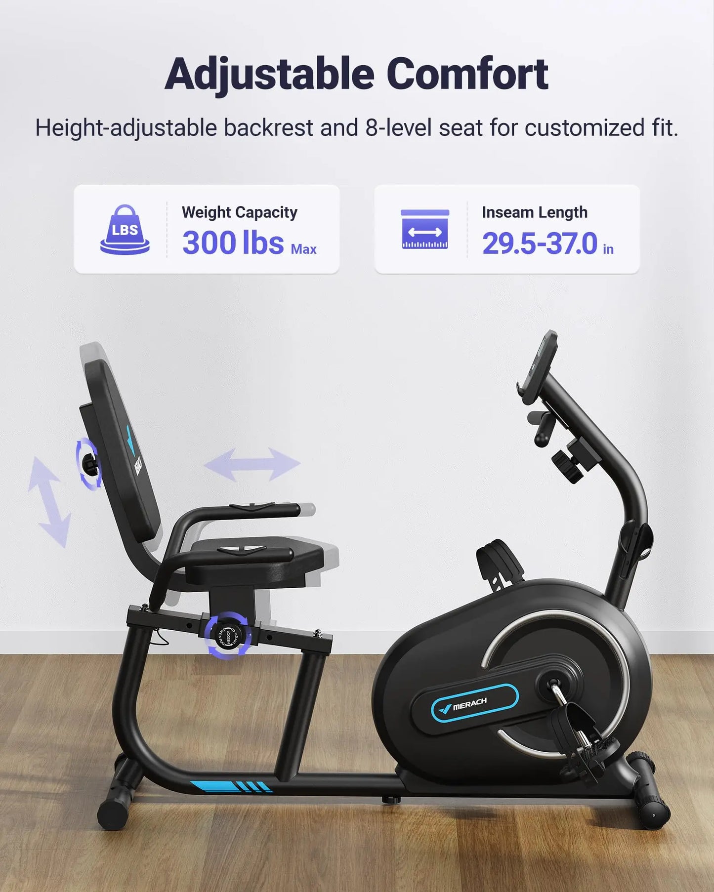 MERACH Recumbent Exercise Bike for Home with Smart Bluetooth Exclusive App Connectivity Heart Rate Handle   Magnetic Bikes S08