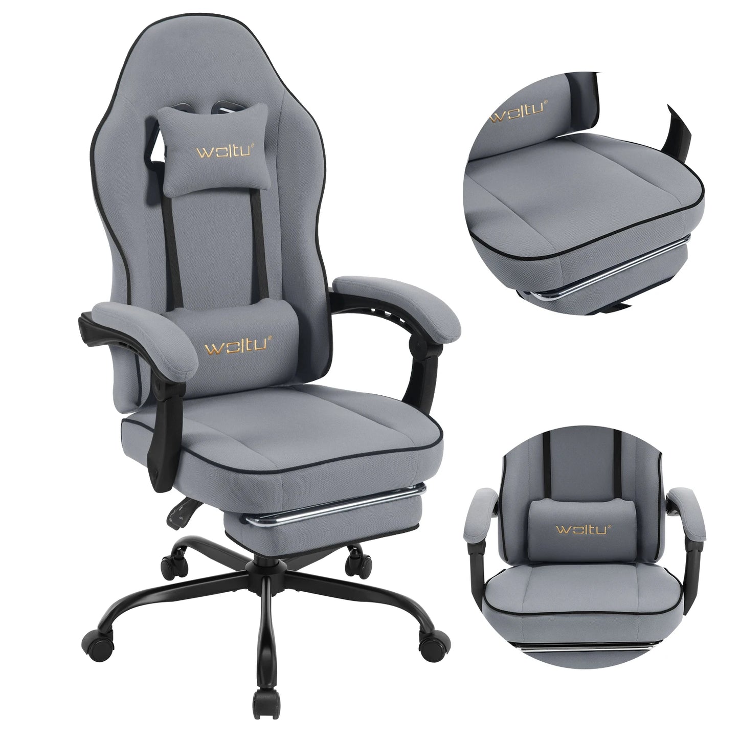 Swivel Gamer Chair Gaming Chair Ergonomic Office Computer Chair with Lumbar Cushion Pillow Footrest