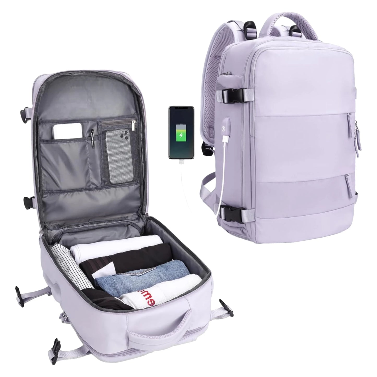 Travel Backpack for Airplane Cabin 45X36X20 for Vueling, Easyjet, Ryanair Waterproof and Spacious Hand Luggage with Shoe Compartment and USB Port Multifunctional Anti-Theft Backpack for Travel and Getaways (2210-002 2350 D1)