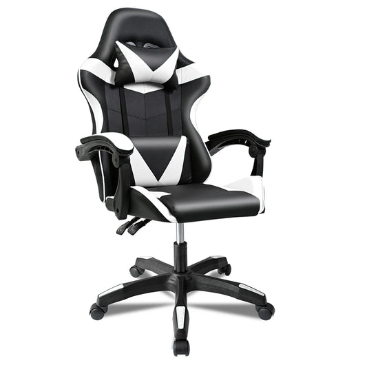 T-Lovendo Ergonomic Gaming Chair Desk for Video Game, Computer, Office, Study. Lumbar and Cervical Cushion. Height Adjustable and Reclining.