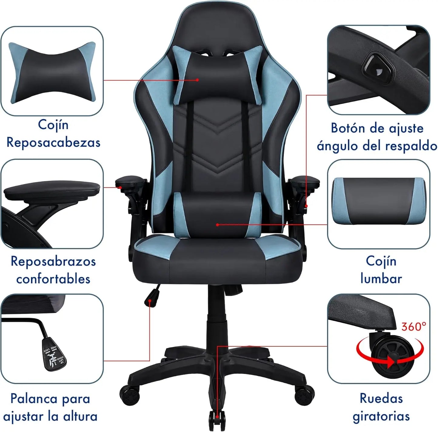 T-Lovendo Professional Gamer Chair |   Ergonomic |   Breathable Fabric |   Anti-Stain |   Comfortable Armrests |   Adjustable Height |   Reclining Backrest