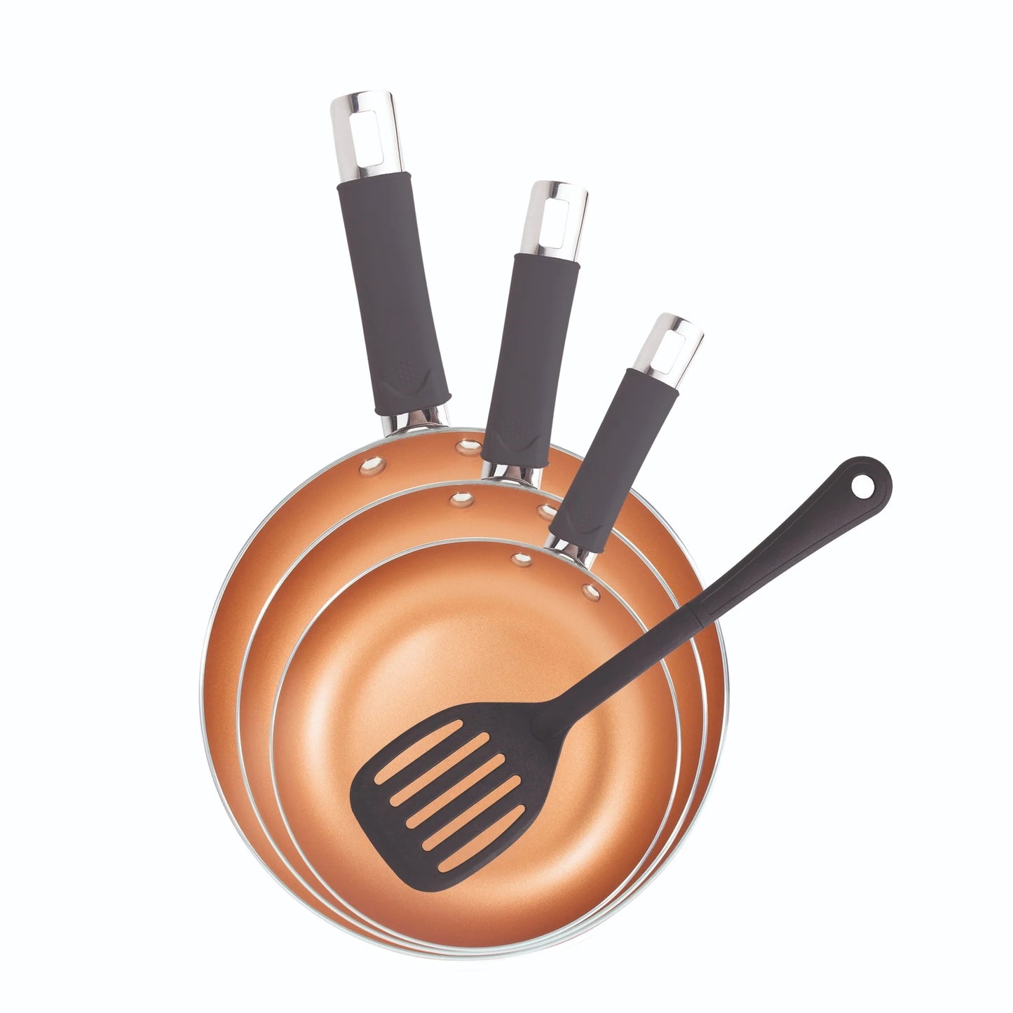 San Ignacio Optimum Copper 20/24/28cm (2 with Lid) Pressed Aluminum-Non-Stick-Induction Fit Set of 3 Pans