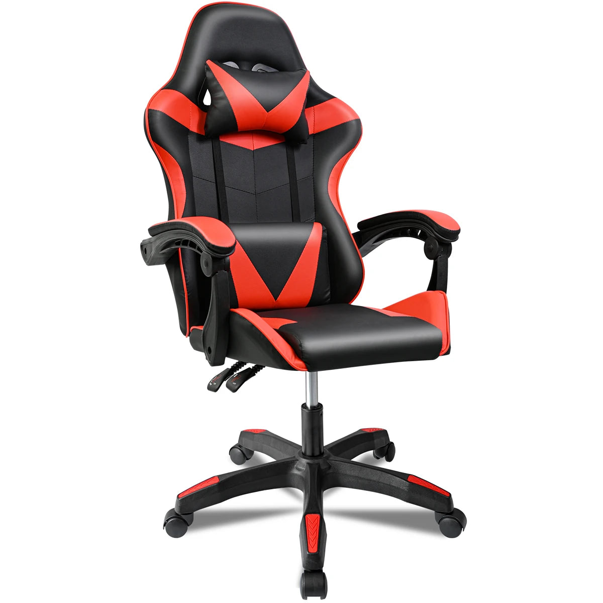 T-Lovendo Ergonomic Gaming Chair Desk for Video Game, Computer, Office, Study. Lumbar and Cervical Cushion. Height Adjustable and Reclining.