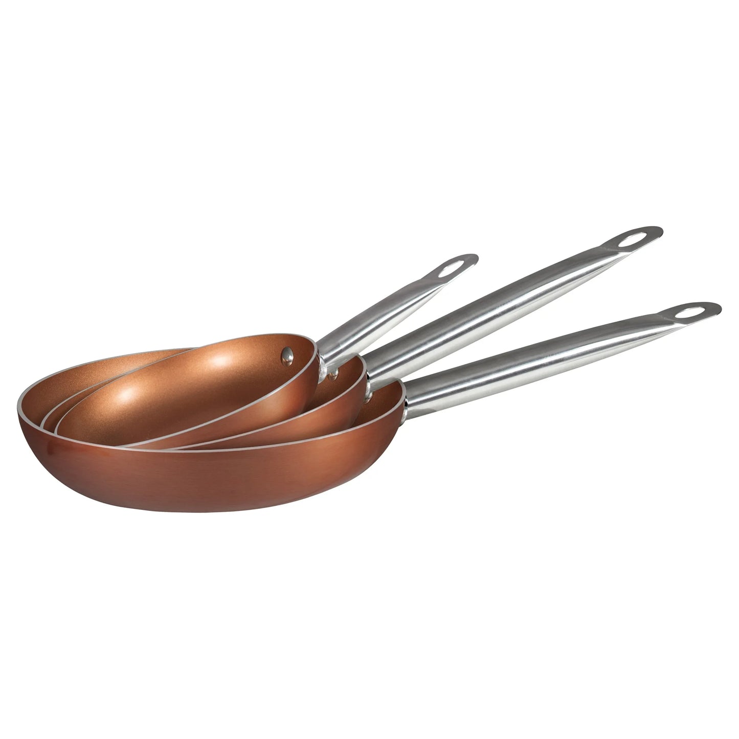 San Ignacio Optimum Copper 20/24/28cm (2 with Lid) Pressed Aluminum-Non-Stick-Induction Fit Set of 3 Pans