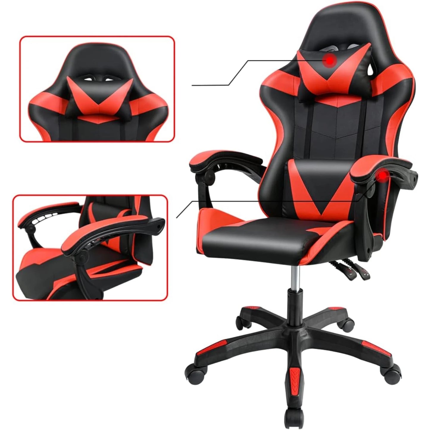 Gaming chair for desk, office and revolving Online games. Comfortable height adjustable chair for ergonomic Gaming, faux leather, gaming and office Gaming racing chair It is ergonomic and with modern design. (S001 7490 8490)