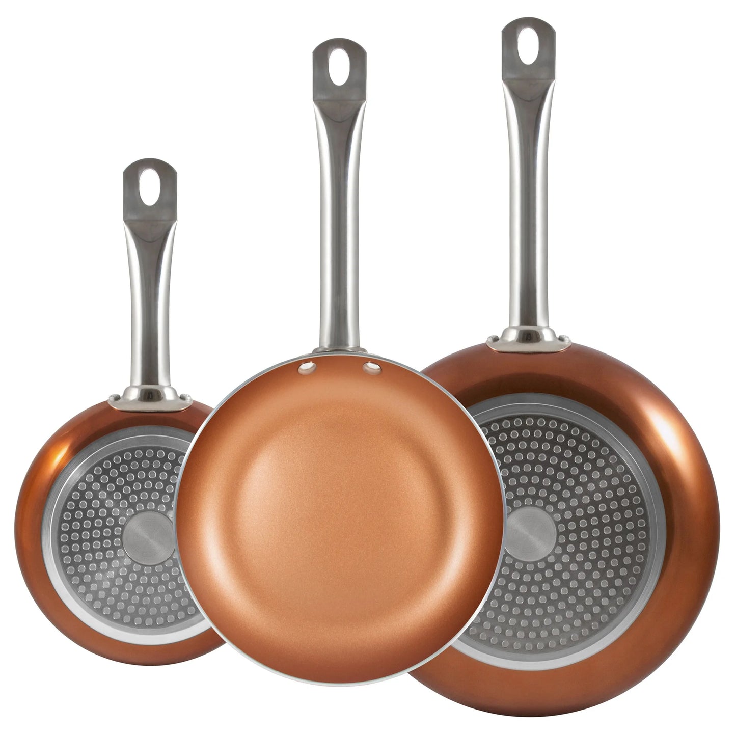 San Ignacio Optimum Copper 20/24/28cm (2 with Lid) Pressed Aluminum-Non-Stick-Induction Fit Set of 3 Pans