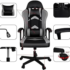 T-Lovendo - Gaming Chair with Lumbar and Cervical Cushion, Ergonomic, Height Adjustable and Reclining