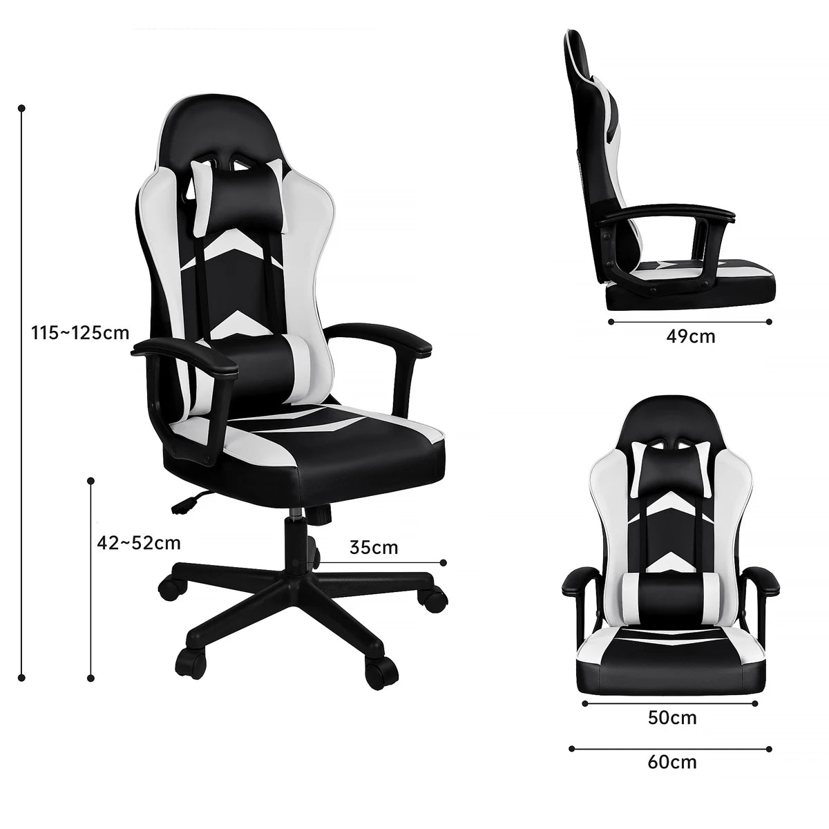 T-Lovendo - Gaming Chair with Lumbar and Cervical Cushion, Ergonomic, Height Adjustable and Reclining