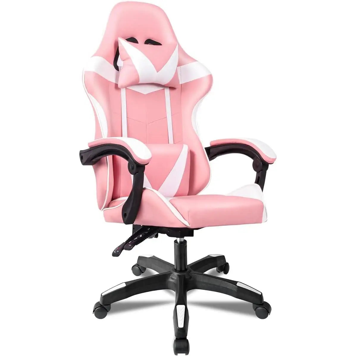 T-Lovendo Ergonomic Gaming Chair Desk for Video Game, Computer, Office, Study. Lumbar and Cervical Cushion. Height Adjustable and Reclining.