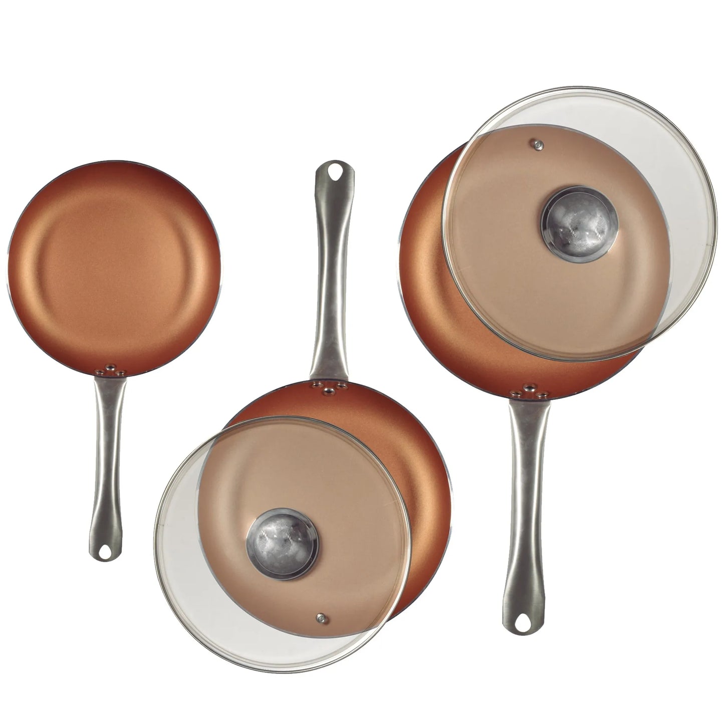 San Ignacio Optimum Copper 20/24/28cm (2 with Lid) Pressed Aluminum-Non-Stick-Induction Fit Set of 3 Pans