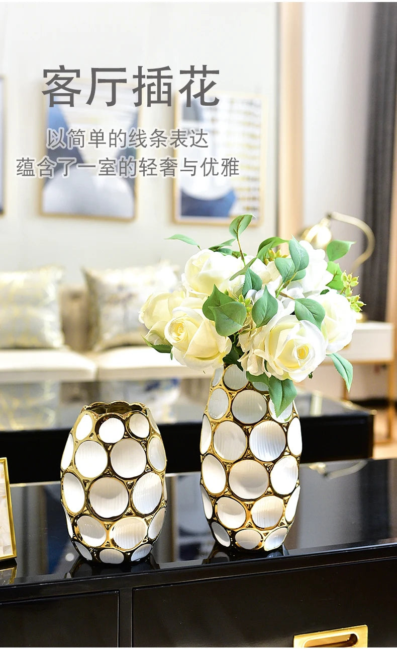 Modern light luxury vase living room flower arrangement European creative ceramic dried flower decoration simulation floral