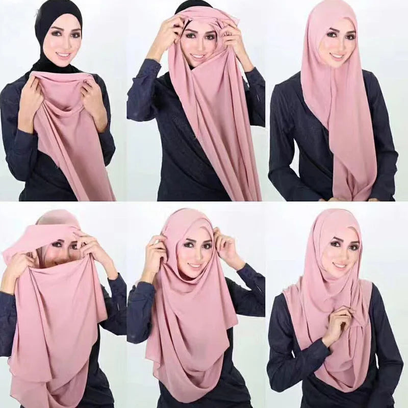 Muslim Jersey Hijab Scarf Women Double Loop Instant Hijab Scarf Femme Musulman Islamic Headscarf Cotton Shawl Wrap Bandana