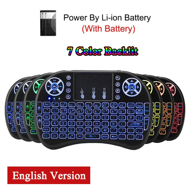 New Backlight mini i8 Keyboard Wireless Russian English Version Air Mouse Touchpad Handheld i8 Backlit Remote control For TV Box