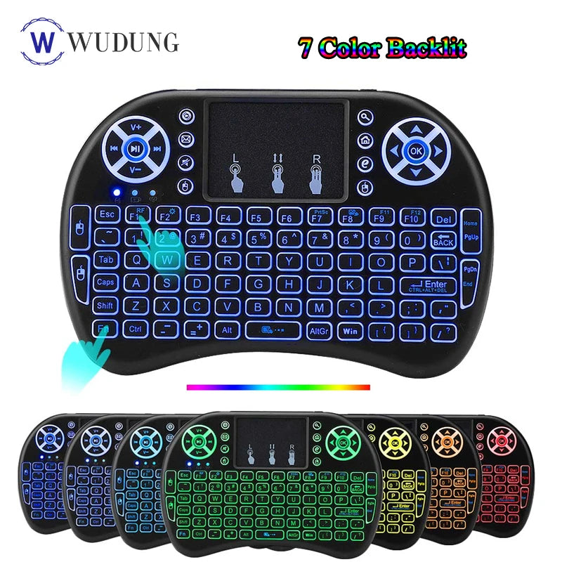 New Backlight mini i8 Keyboard Wireless Russian English Version Air Mouse Touchpad Handheld i8 Backlit Remote control For TV Box