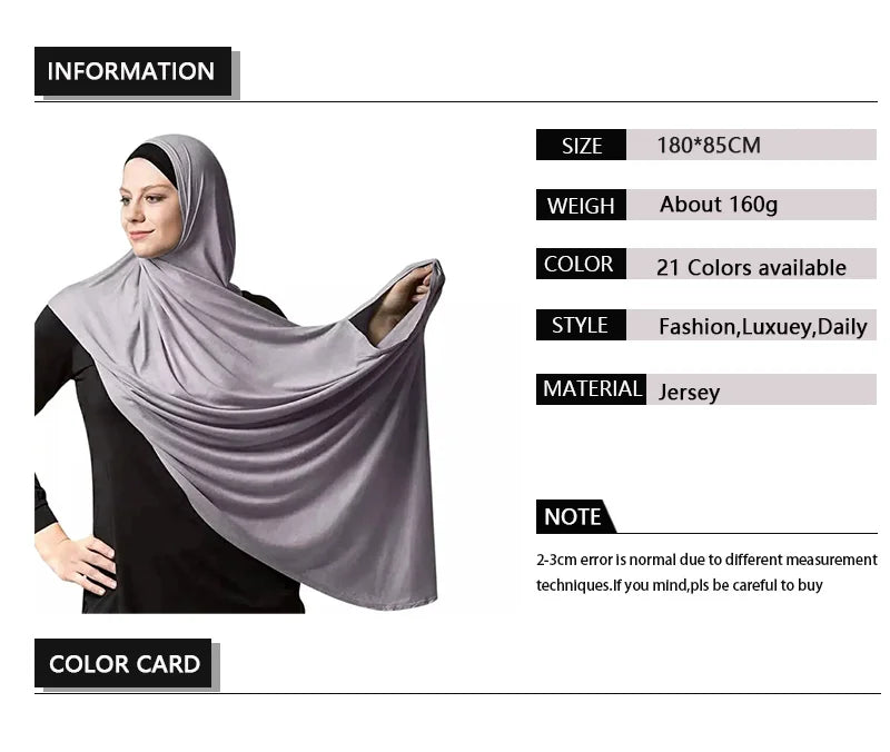 Muslim Jersey Hijab Scarf Women Double Loop Instant Hijab Scarf Femme Musulman Islamic Headscarf Cotton Shawl Wrap Bandana