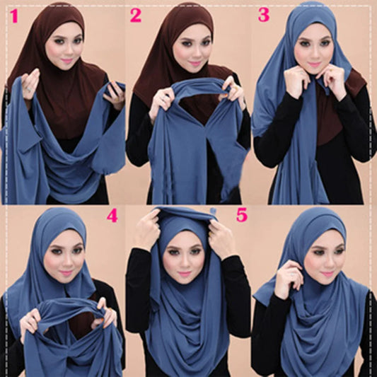 Muslim Jersey Hijab Scarf Women Double Loop Instant Hijab Scarf Femme Musulman Islamic Headscarf Cotton Shawl Wrap Bandana