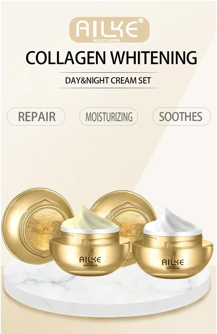 AILKE Whitening Face Care Set, Moisturizing, Brightening, With Collagen Vitamin C, Even Skin Tone, Suitable for Men and Women