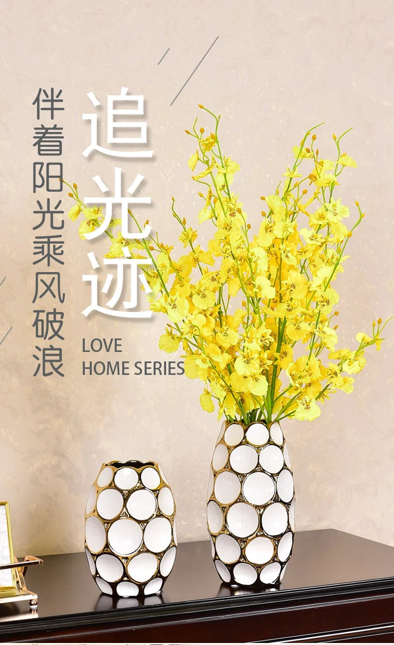 Modern light luxury vase living room flower arrangement European creative ceramic dried flower decoration simulation floral