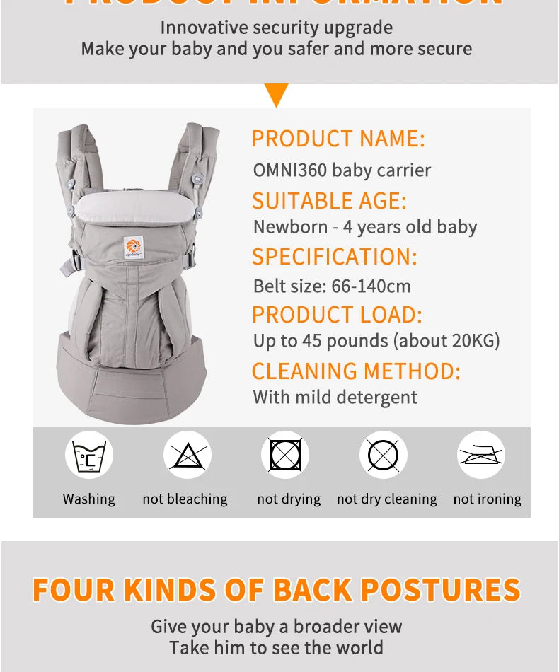 Egobaby Breeze Baby Carrier Multifunction Breathable Infant Carrier Backpack Kid Carriage Toddler baby Sling Wrap Suspenders 360