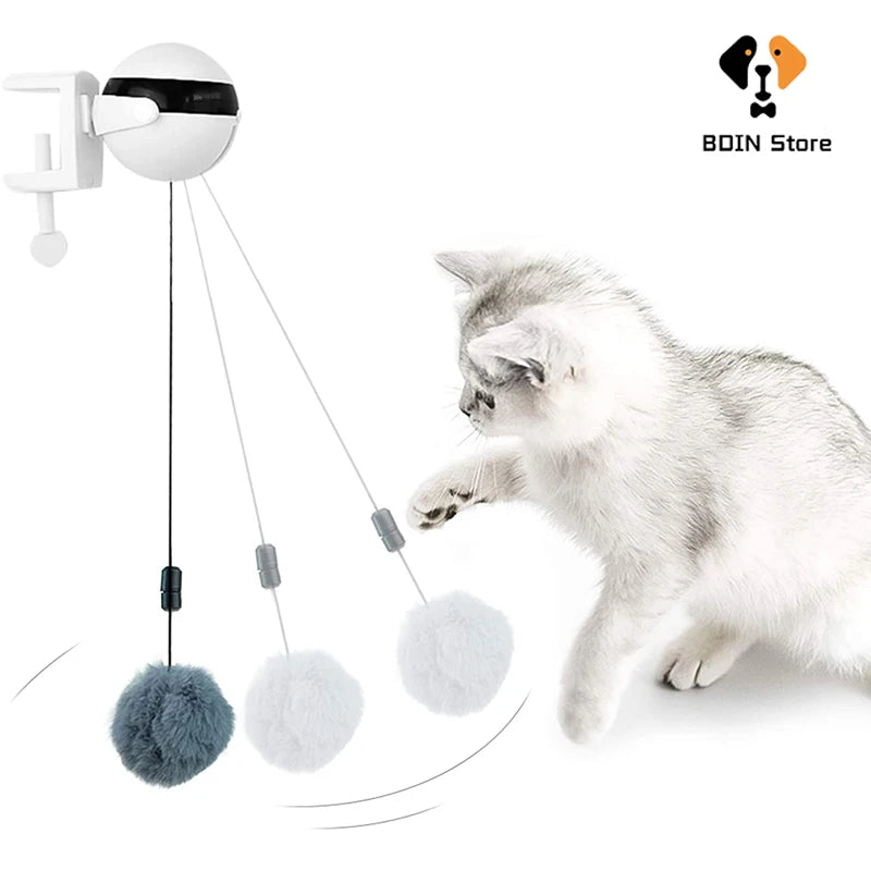 Funny Electric Cat Toy Automatic Lifting Plush Ball Cat Teaser Interactive Toys Indoor Smart Pet Toys Supplies for Cats Kitten