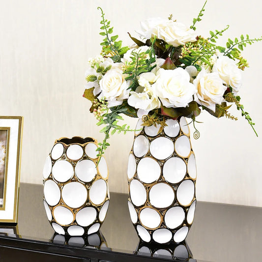 Modern light luxury vase living room flower arrangement European creative ceramic dried flower decoration simulation floral