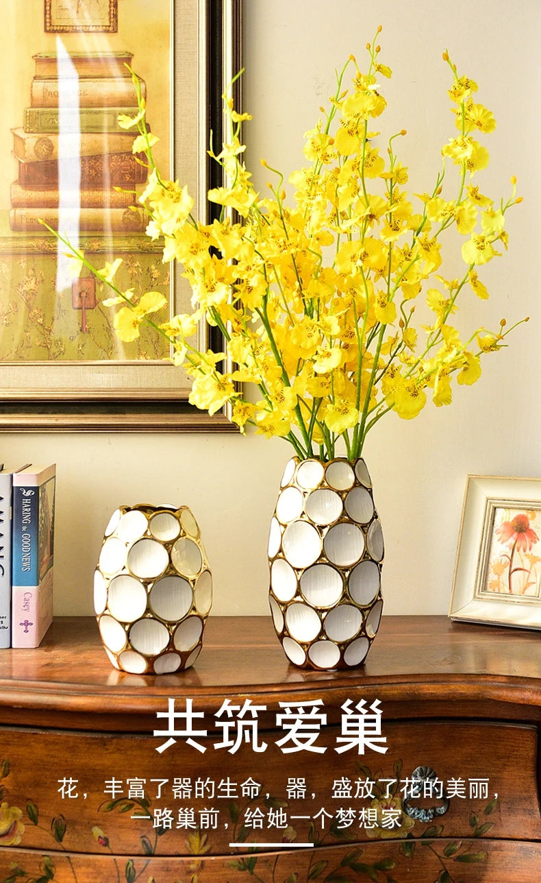 Modern light luxury vase living room flower arrangement European creative ceramic dried flower decoration simulation floral