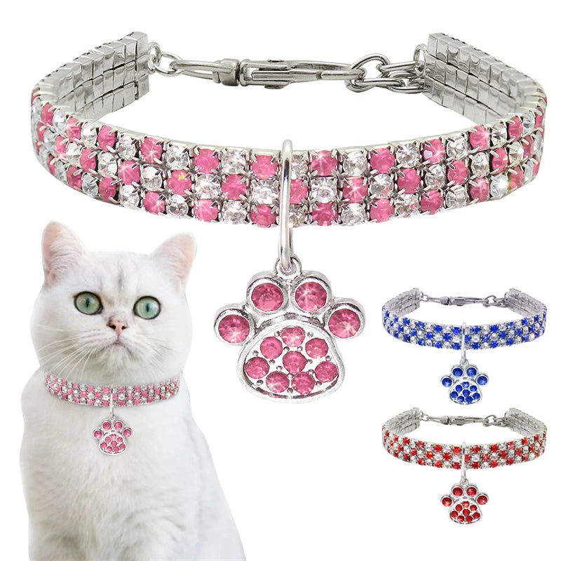 Shiny Zircon Pet Dog Neck Collars Durable Alloy Extended Chain Necklace for Small Medium Pets Pink Party Gifts Dogs Cat Necklace