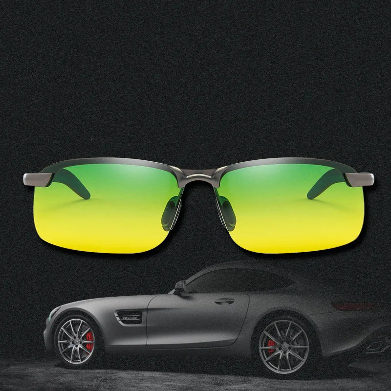 Polarized Sunglasses Men's Day and Night Driving Sun Glasses Vintage Polaroid Sun Glasses Male Windproof Goggle