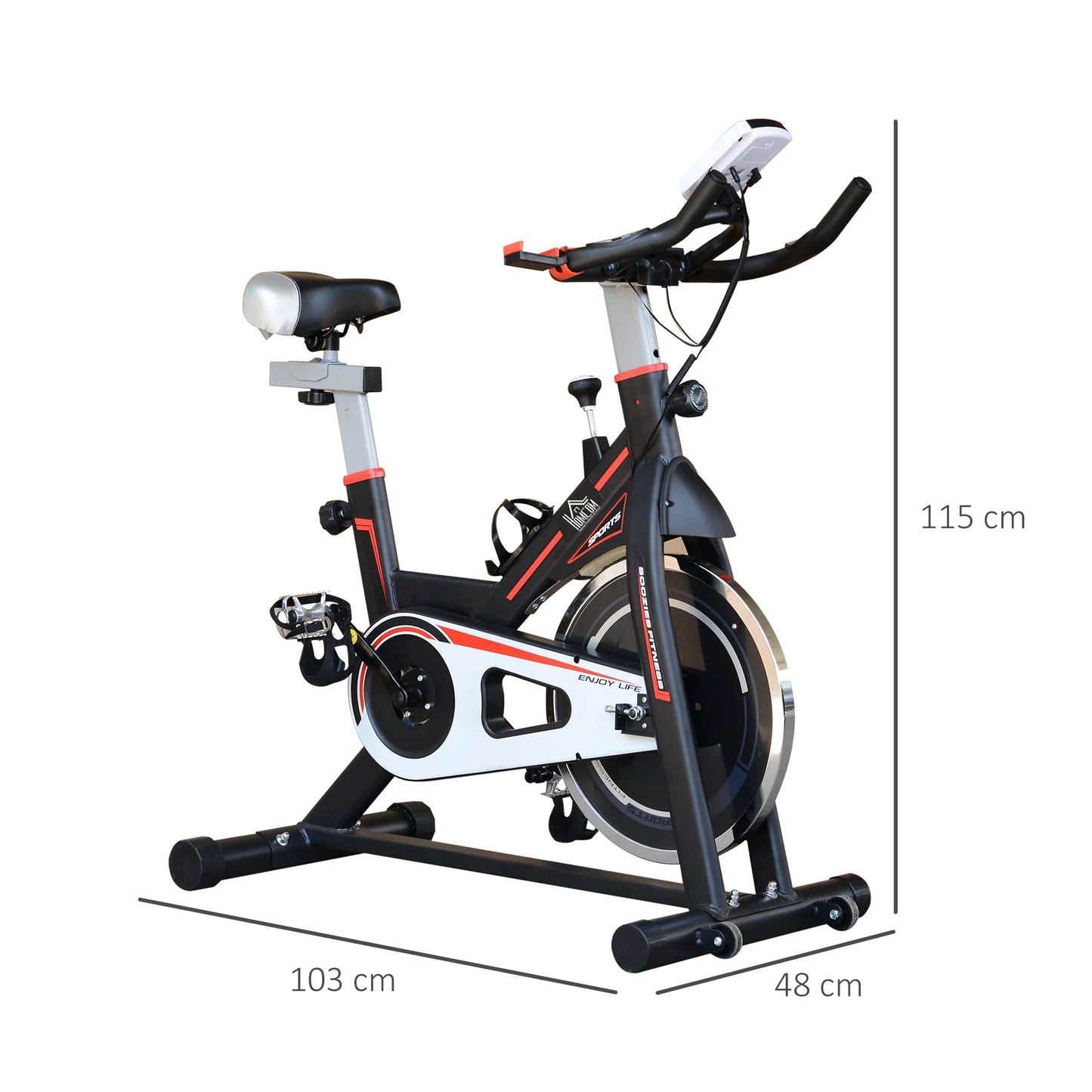 Homcom Exercise Bike Adjustable Resistance Flywheel 8kg 103X48X115Cm