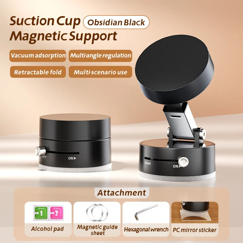 360° Adjustable Vacuum Magnetic Suction Cup Phone Mount, Hands-Free Magnetic Cell Phone Holder for Car/Gym/Mirror/Smoot