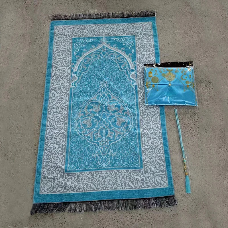 Ramadan Prayer Mat Sets Rug+tasbih +bag, Travel Worship Blanket Islamic Muslim Tasbih sejadah 70*110cm