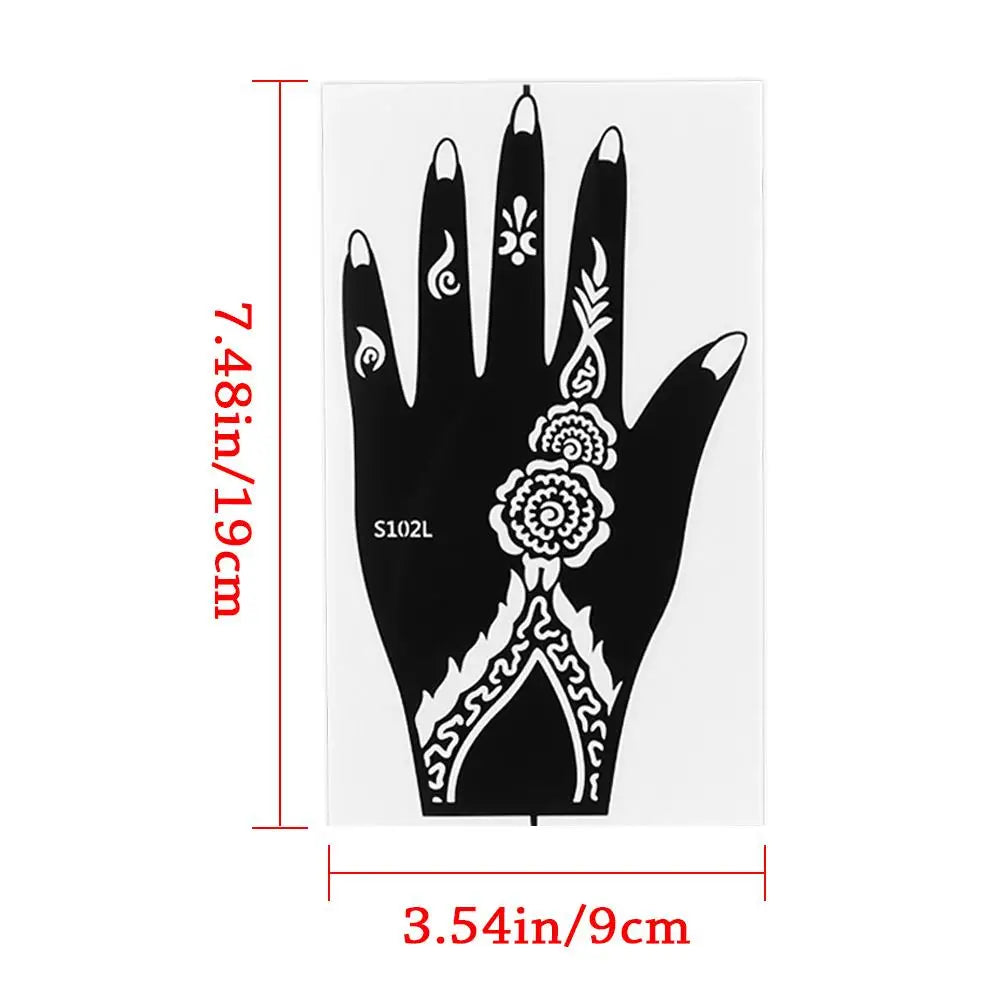 6 Types Fashion Beauty DIY India Henna Sticker Body Art Kit Tattoo Stencils Temporary Hand Decal