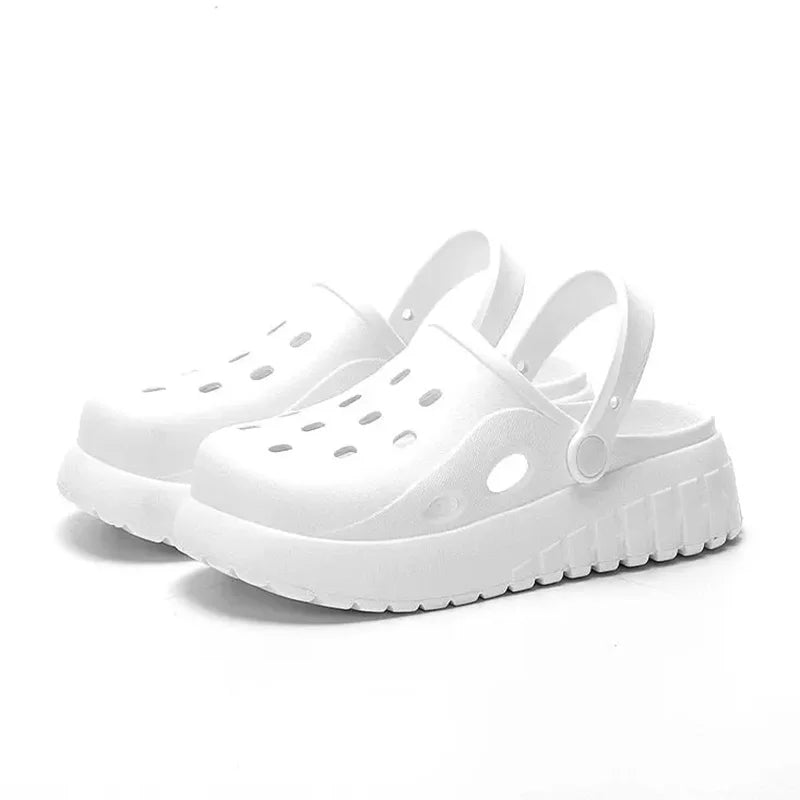 Women's Hollow Out Closed Toe Platform Sandals Summer Casual EVA Beach Sandals Woman Non Slip White Clogs Garden Shoes for Women