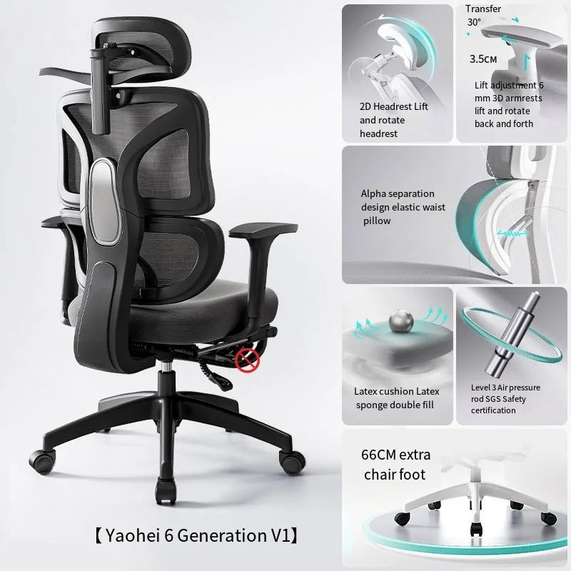 Christmas Office Ergonomic Chair Mesh Liftable E-sports Aluminium Foot Gaming 3D Lumbar Support Swivel Desk Adjustable Seat