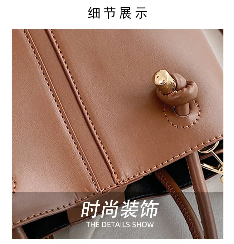 Designer Bag Knot Handle Bucket Bags for Women 2023 Brands Purses and Handbags Commute Black Shoulder Crossbody Bag Tote Clutch