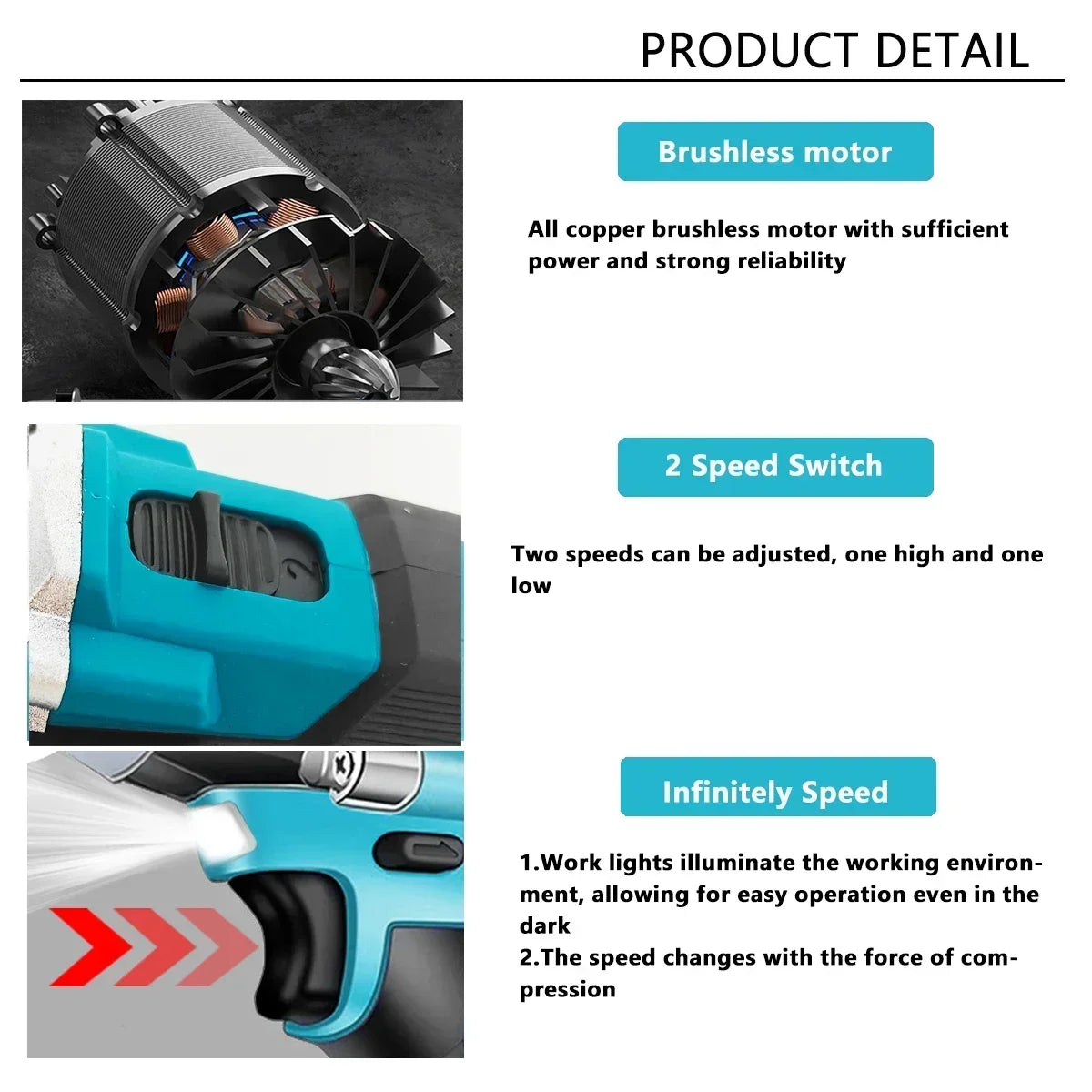 WOBERICH Brushless Cordless Angle Grinder Electric circular saw Electric Impact Hammer Drill With 2x Battery Combo Kits