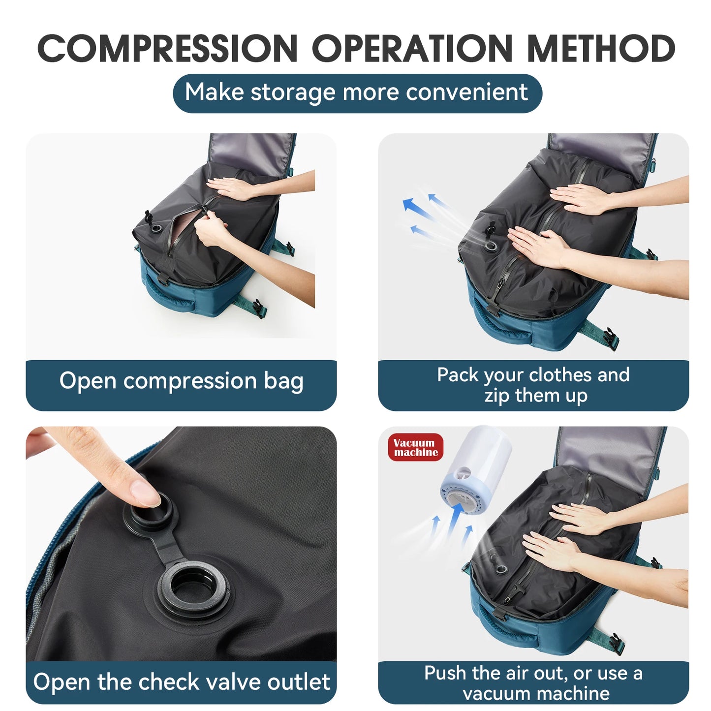 Air Vacuum compression Backpack Travel Backpack for Women Men Business Laptop Backpack, Expandable Vacuum Large Capacity Bag