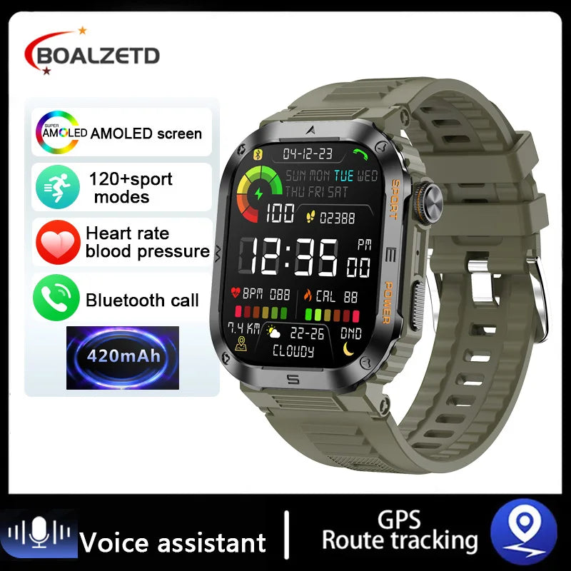 BOALZETD 2.01 Outdoor Military Smart Watch Men Bluetooth Call Smartwatch For Android IOS IP68 Waterproof Sports Fitness Watches